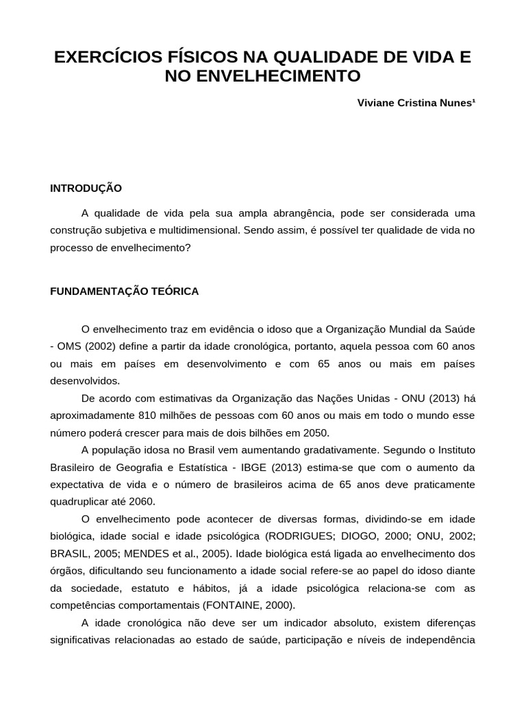 Exercícios Físicos e Qualidade de Vida na Idade Avançada | PDF ...
