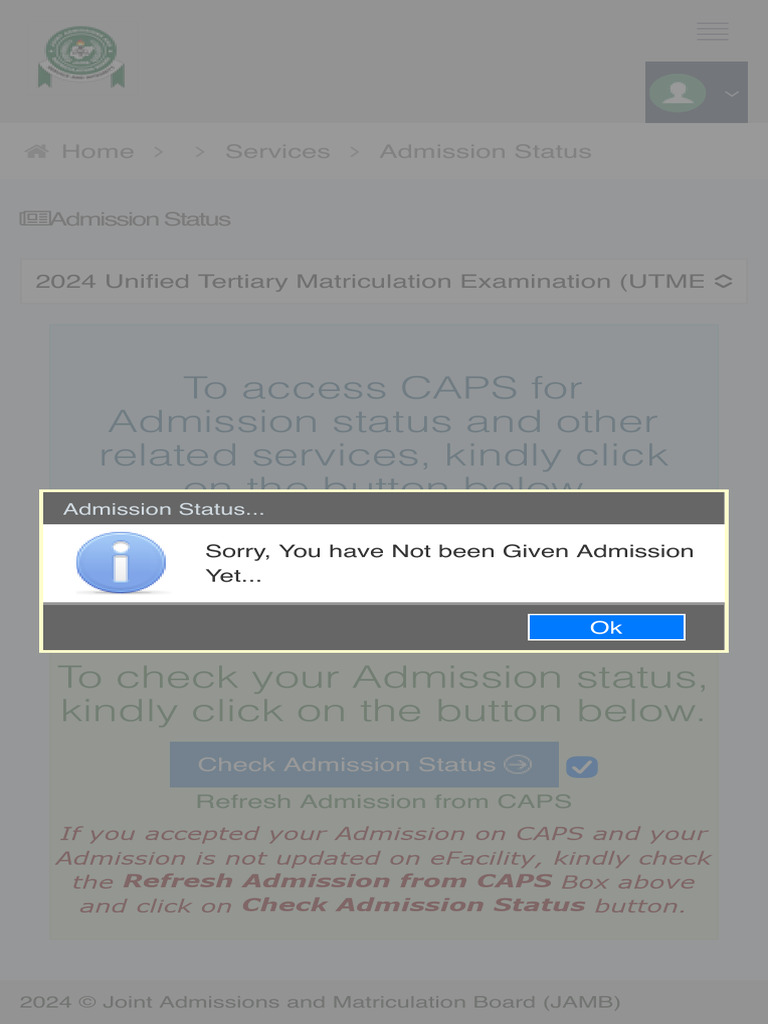Check Your JAMB Admission Status | PDF