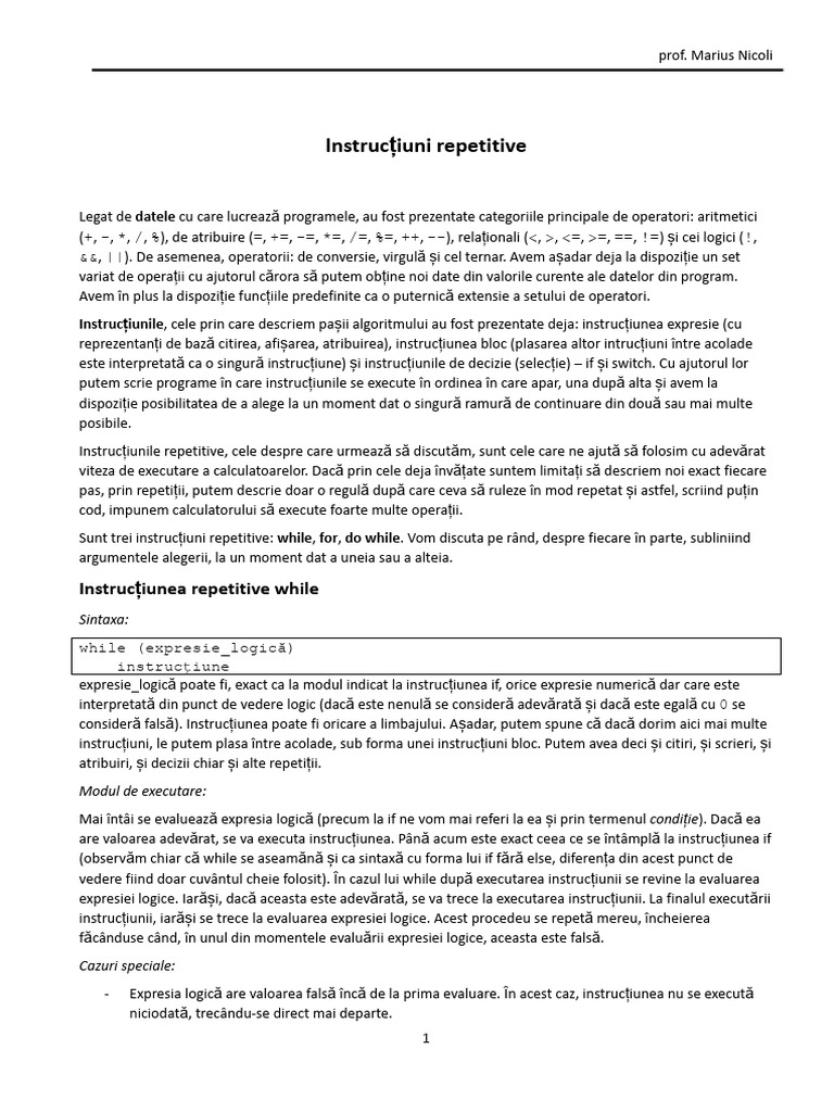 Instructiuni Repetitive | PDF