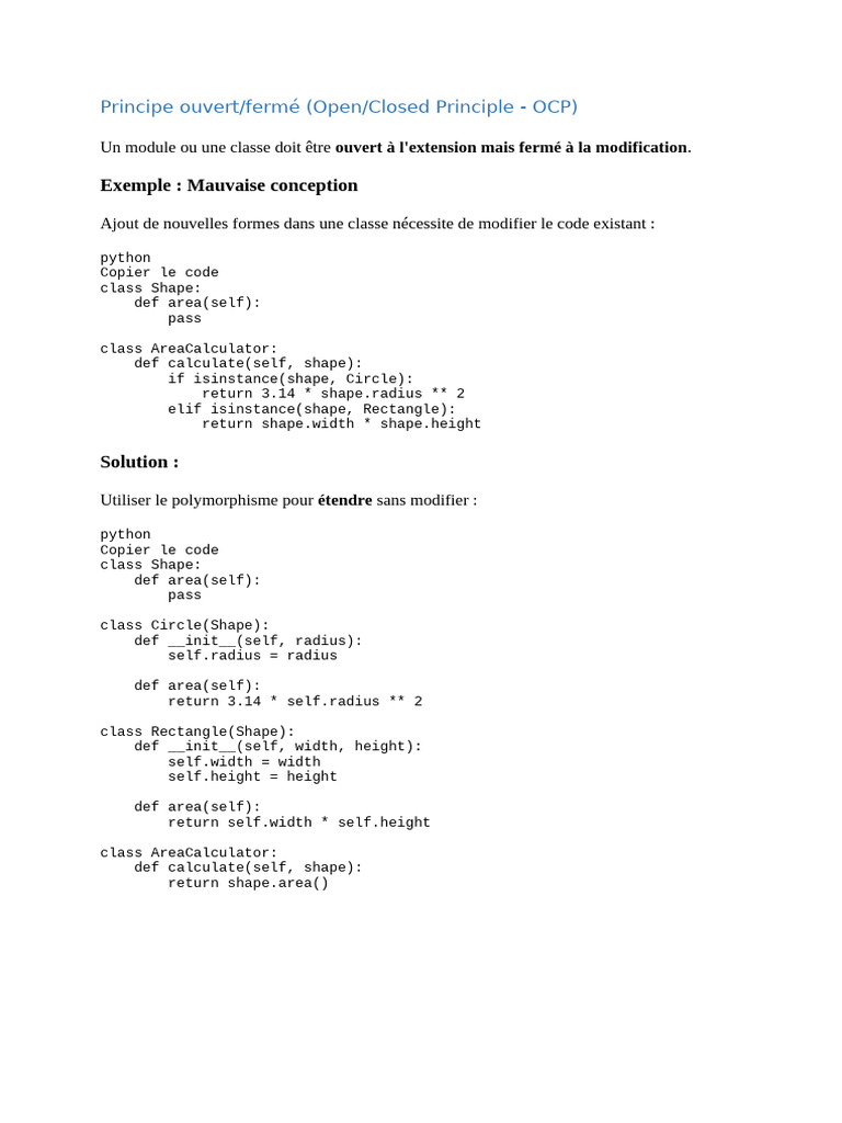 Principe Ouvert-Fermé en Programmation | PDF