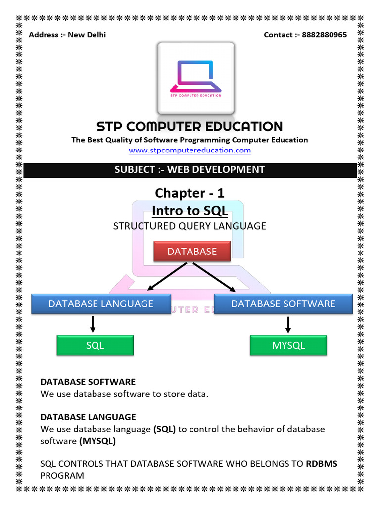 Chapter - 1 Intro To SQL | PDF