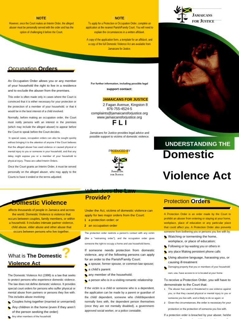 Domestic Violence Orders in Jamaica | PDF | Restraining Order ...