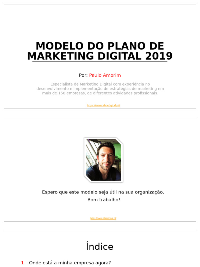 Modelo Do Plano de Marketing Digital 2019 - Por Abia Digital | PDF ...