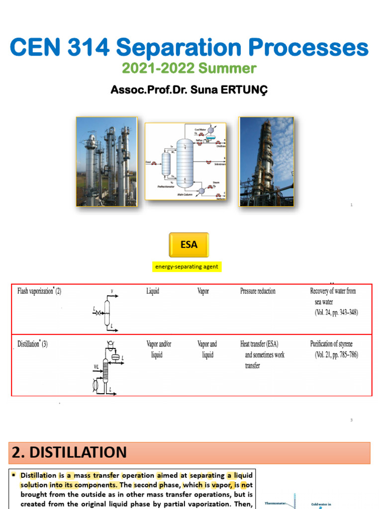 1st Week-2. Distillation-Phase Balance and Vapor-Liquid Equilibrium ...