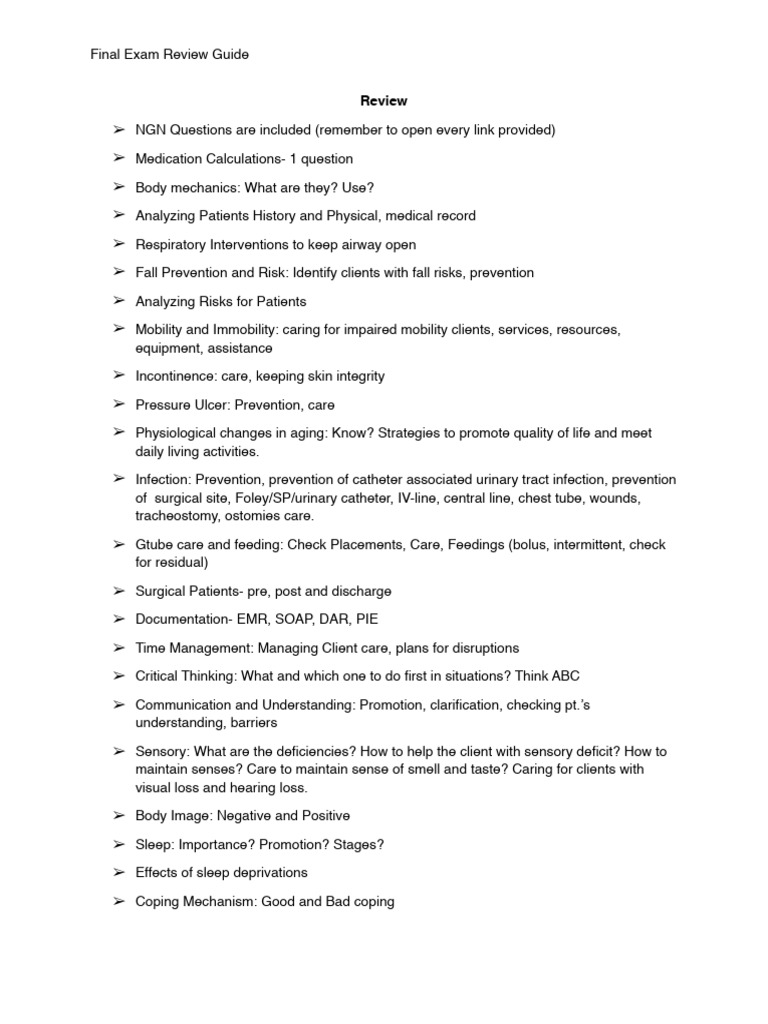 Comprehensive Nursing Exam Review Guide | PDF | Nursing | Stress (Biology)
