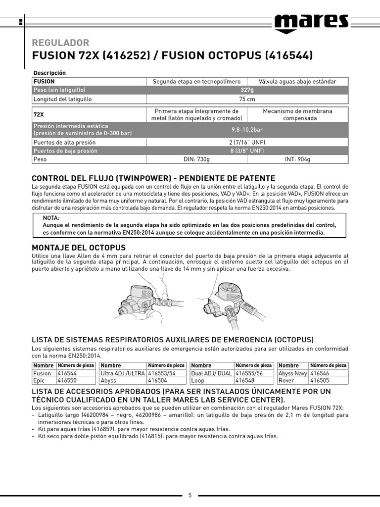 05-14837-Mares Manuale erogatori-FUSION 72X-SPA | PDF
