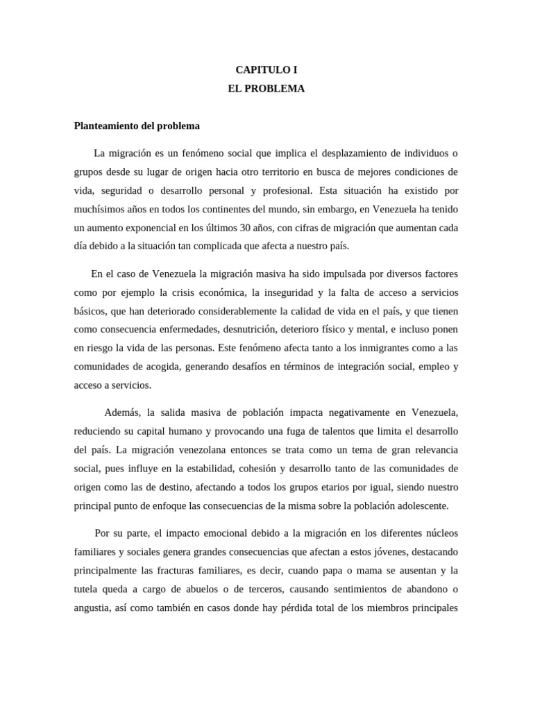 Impacto emocional de la migración en adolescentes | PDF | Migración ...