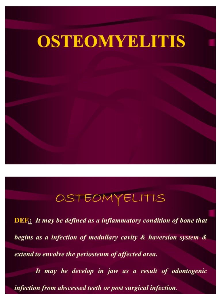 Osteomyelitis Oral Surgery PDF Bone Infection