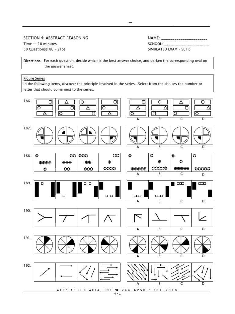 ACET 2015 Abstract Reasoning Set B | PDF