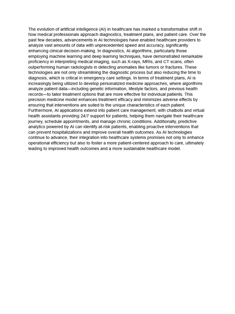 The Evolution of Artificial Intelligence (AI) in Healthcare | PDF