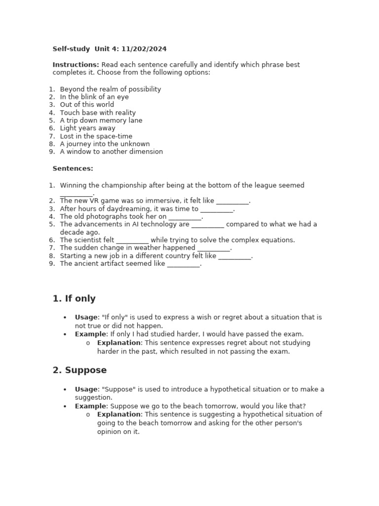 Self study unit | PDF