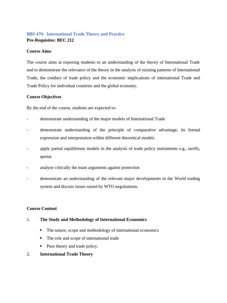 International Trade Theory and Policy | PDF | International Economics ...