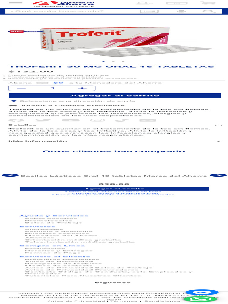 Troferit 30 mg: Alivio de la Tos | PDF | Las compras en línea