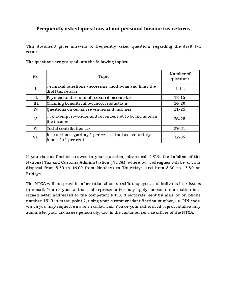 FAQs on 2024 Personal Income Tax Returns | PDF | Tax Refund | Taxes