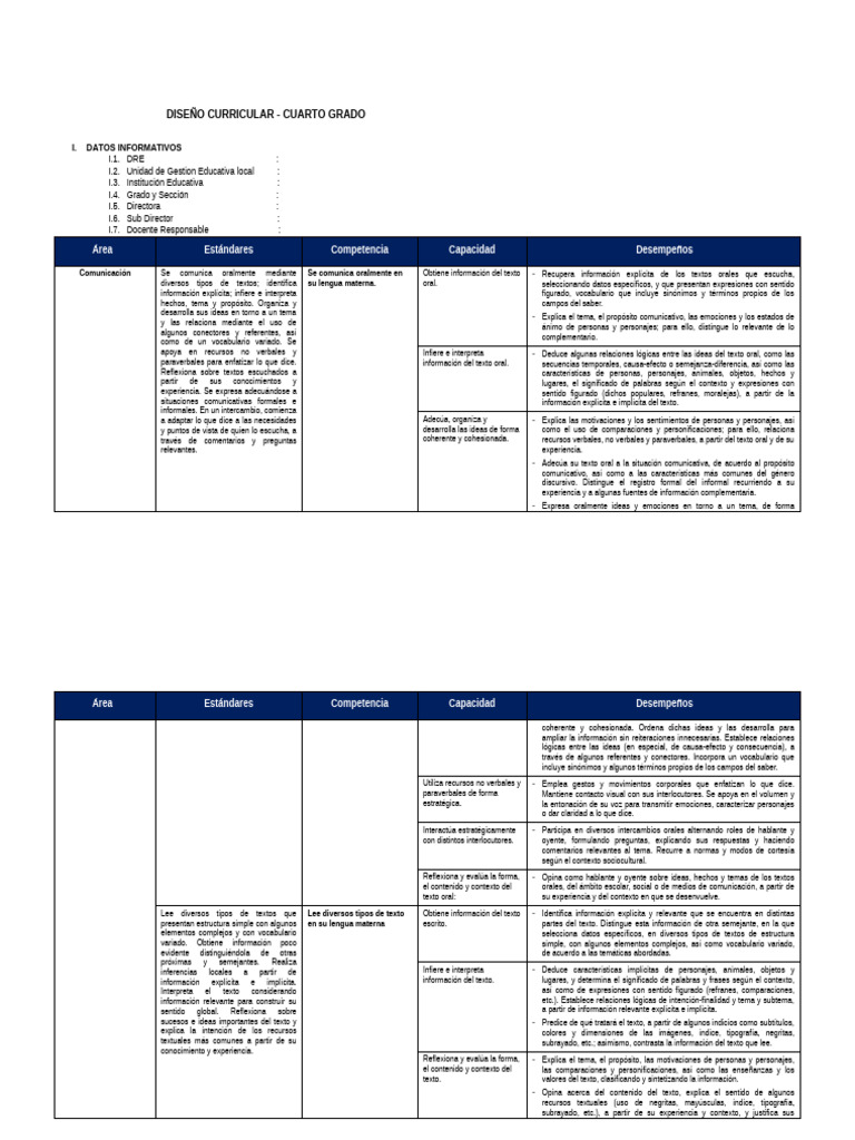 Diseño Curricular Cuarto Grado | PDF | Números | Geometría