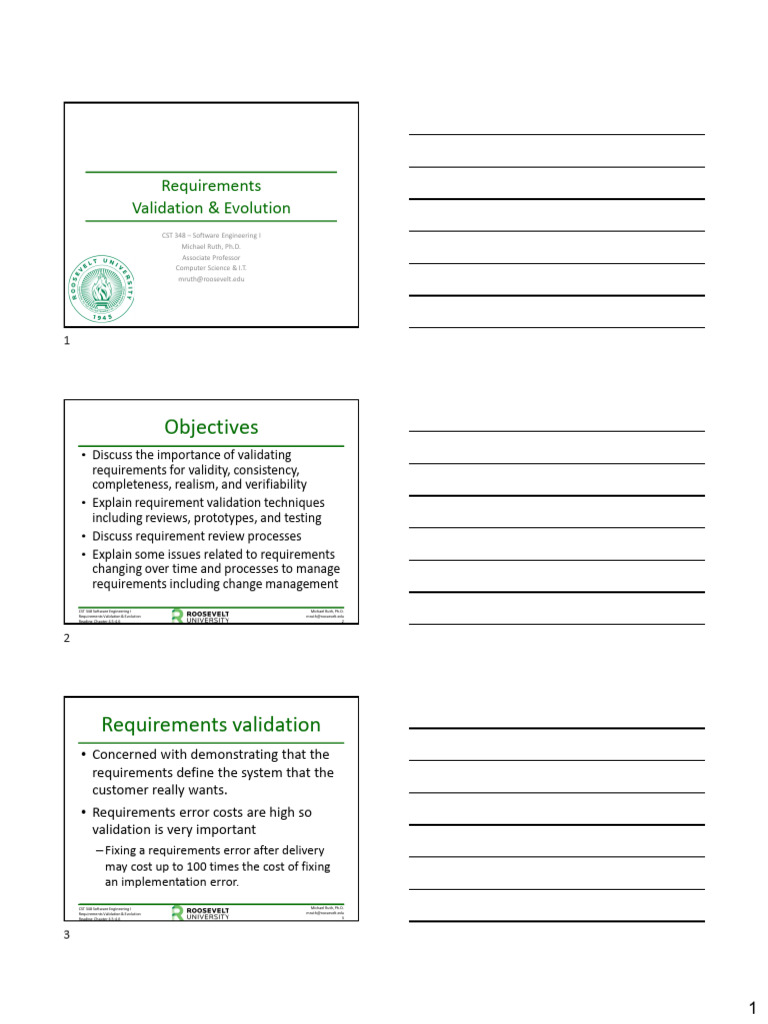 Objectives: Requirements Validation & Evolution | PDF | Software ...