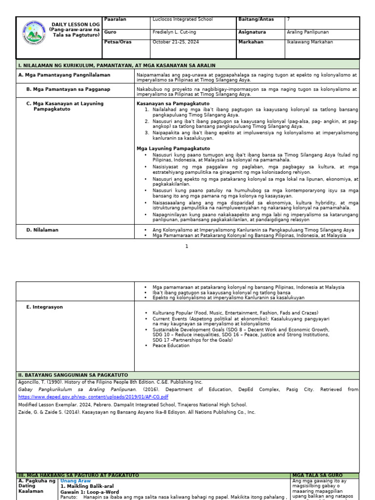Q1 - LE - AP 7 - Lesson 5 - Week 4 - EDITED | PDF