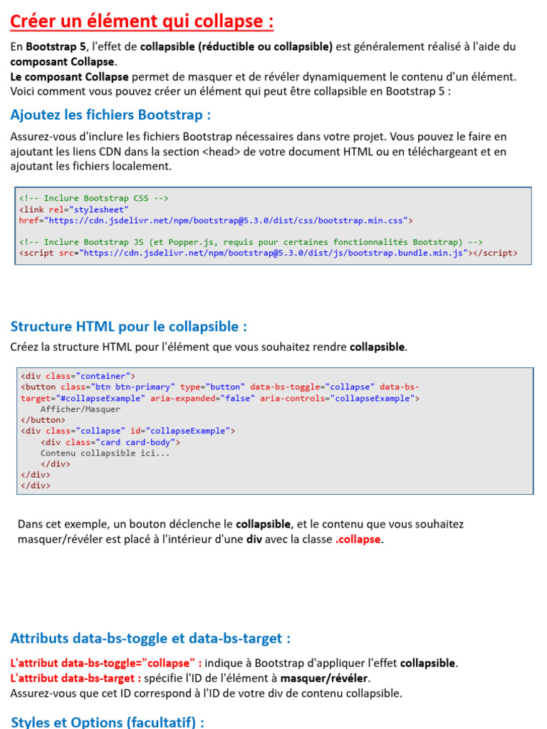 Créer un élément collapsible en Bootstrap 5 | PDF | Html | Bootstrap ...