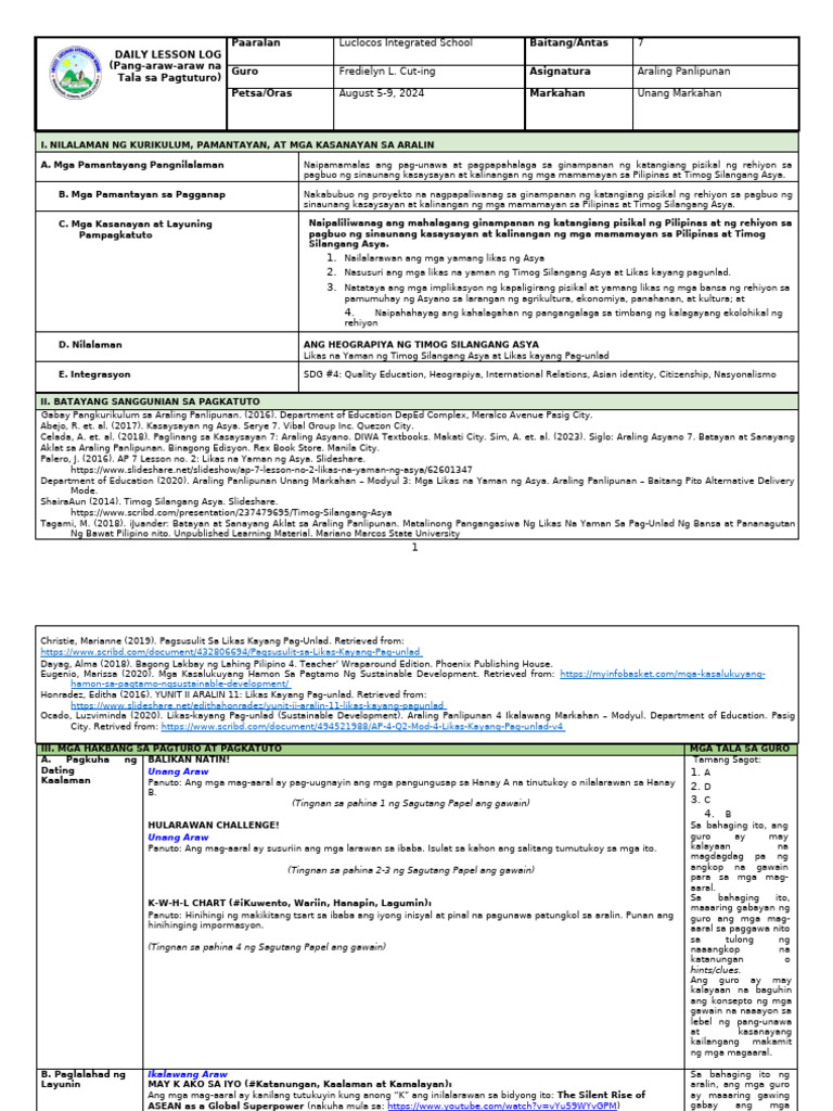 Q1 - LE - AP 7 - Lesson 5 - Week 2 - EDITED | PDF