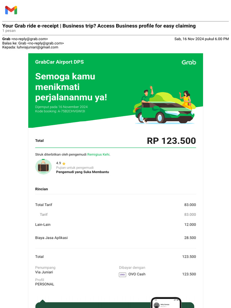 Gmail - Your Grab ride e-receipt _ Business trip_ Access Business ...