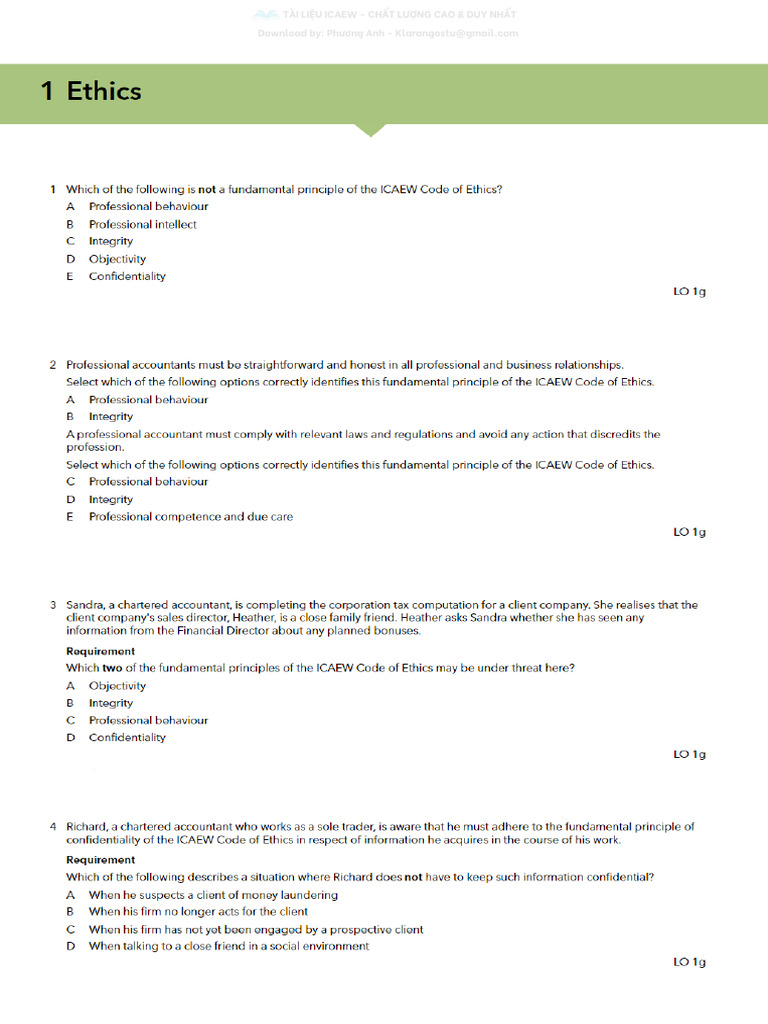 ICAEW Ethics: Objectivity & Conflicts | PDF | Taxes | Payments