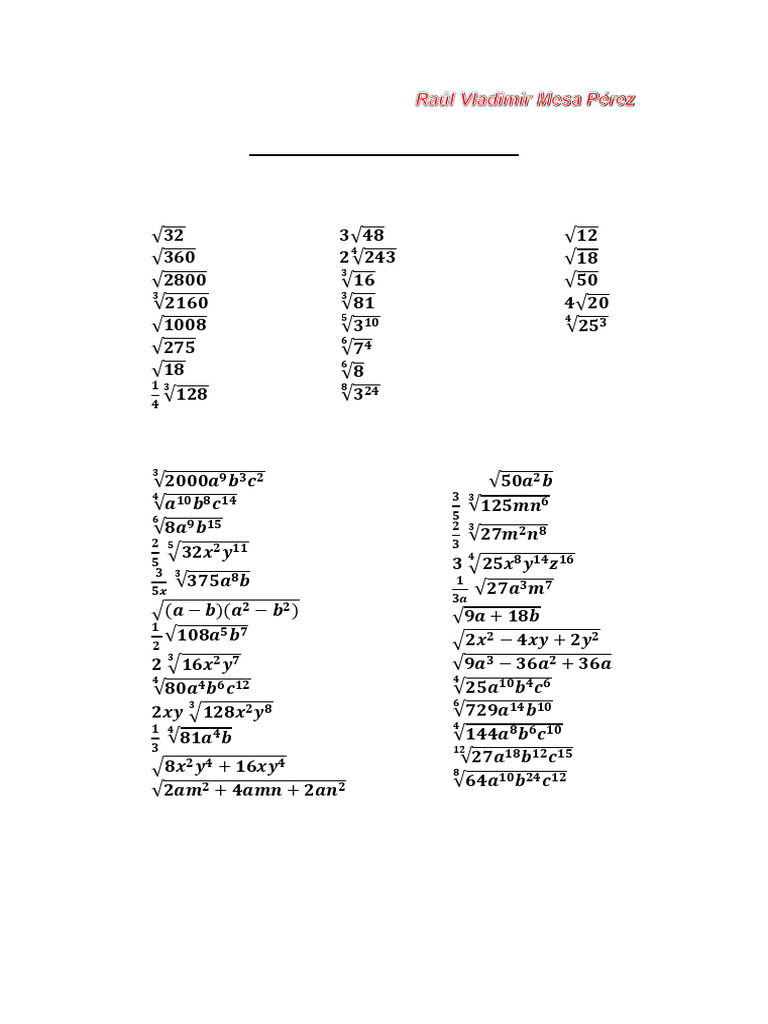 05 Ejercicios Radicales Pdf