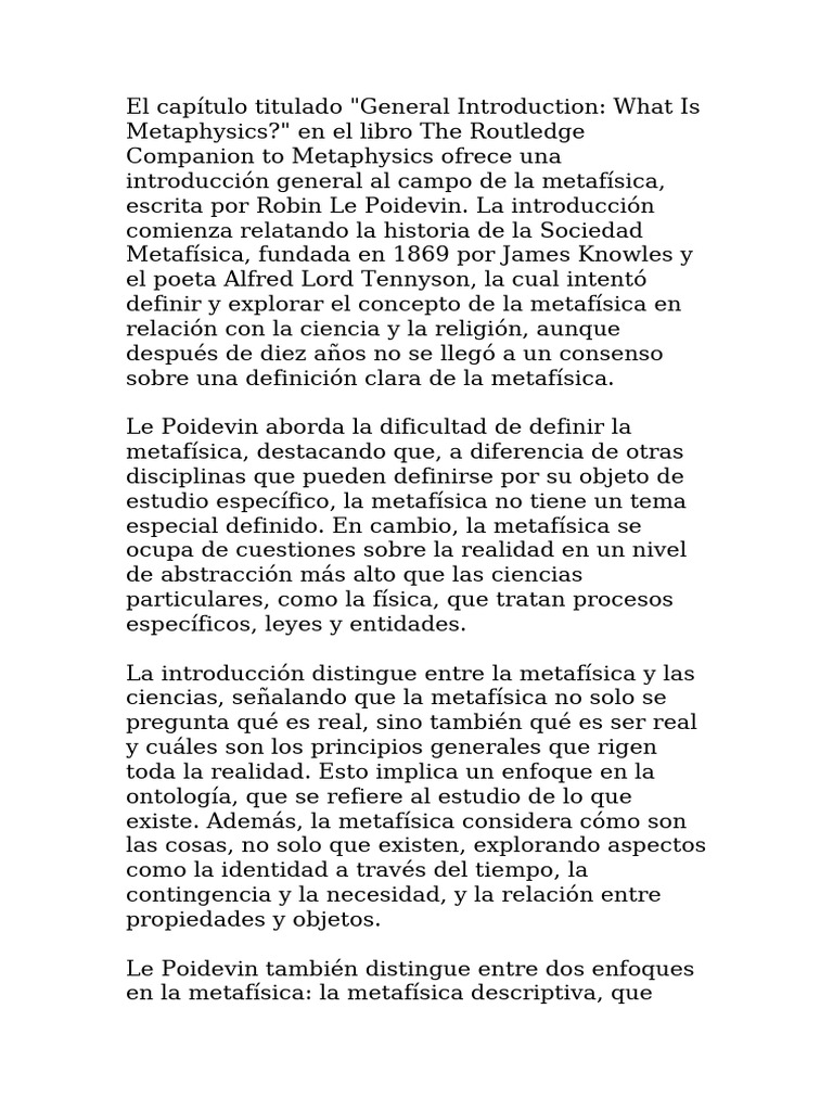 (2012) Le Poidevin | PDF | Realismo filosófico | Teoría de sustancias