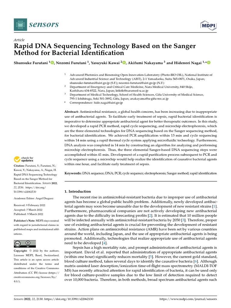 sensors-22-02130 | PDF | Polymerase Chain Reaction | Dna Sequencing