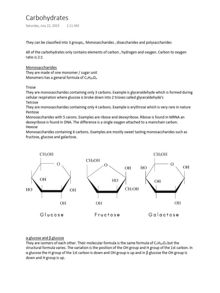 Carbohydrates | PDF | Carbohydrates | Glucose