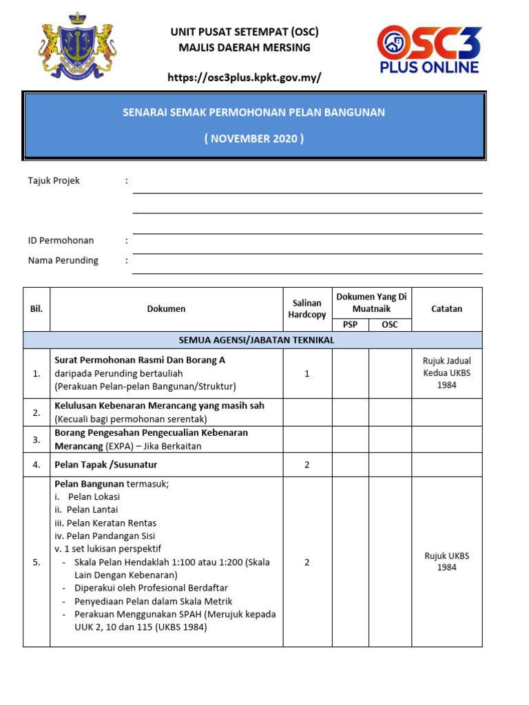 MDM Senarai - Semak - Pelan - Bangunan | PDF