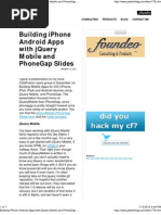 Building iPhone Android Apps With jQuery Mobile and PhoneGap Slides
