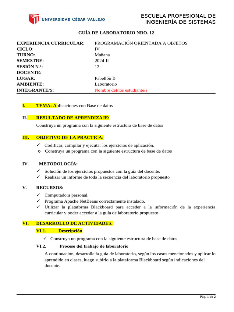 Guia de Lab 12 | PDF | Laboratorios | Informática