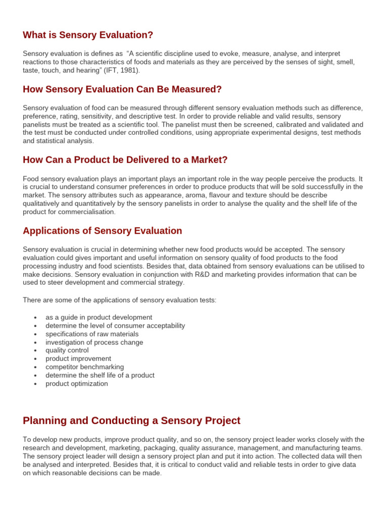 What Is Sensory Evaluation Pdf