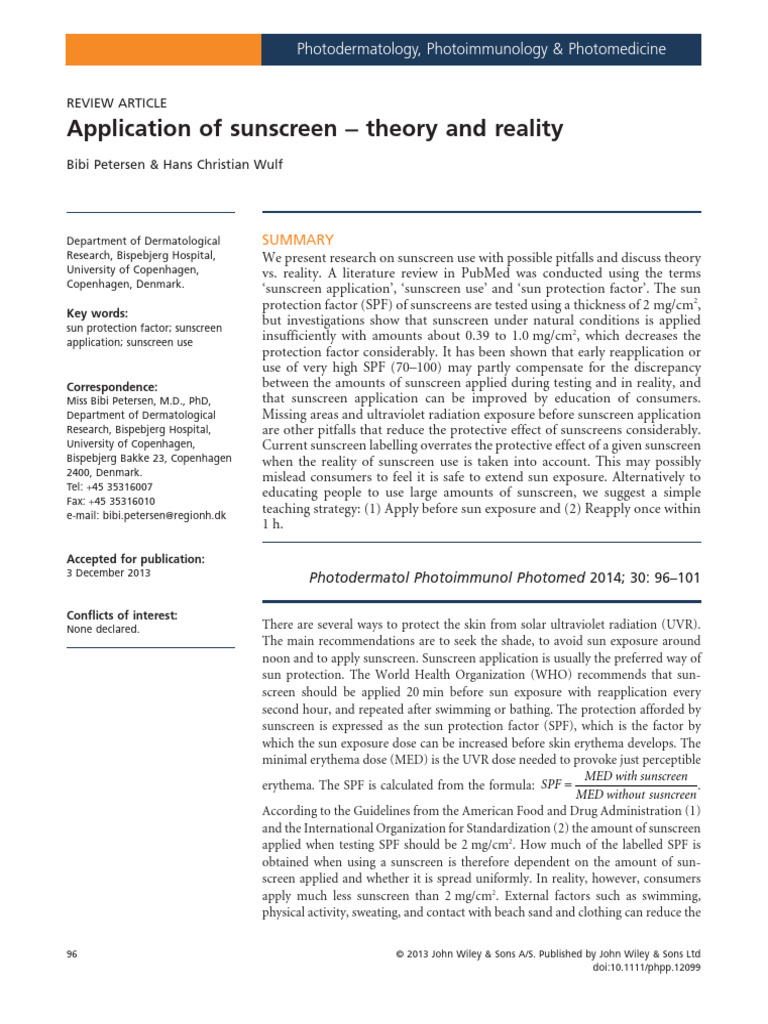 Application of Sunscreen Theory and Reality 2013 | PDF | Sunscreen ...