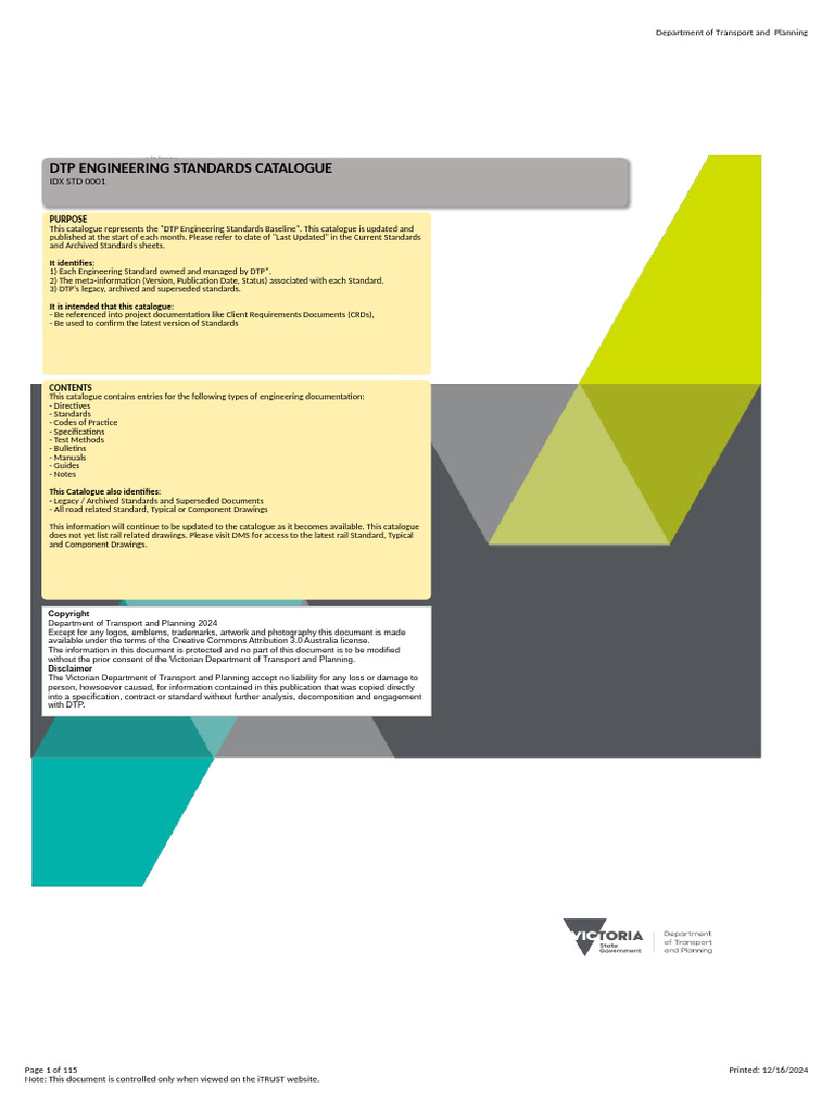 DTP Engineering Standards Catalogue | PDF | Road Surface | Road