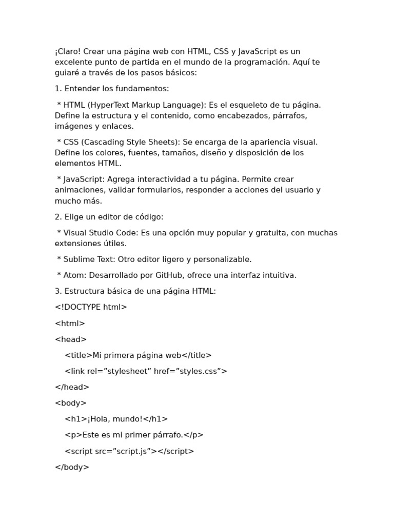 Crear Página Web con HTML, CSS y JS | PDF | HTML | Script Java