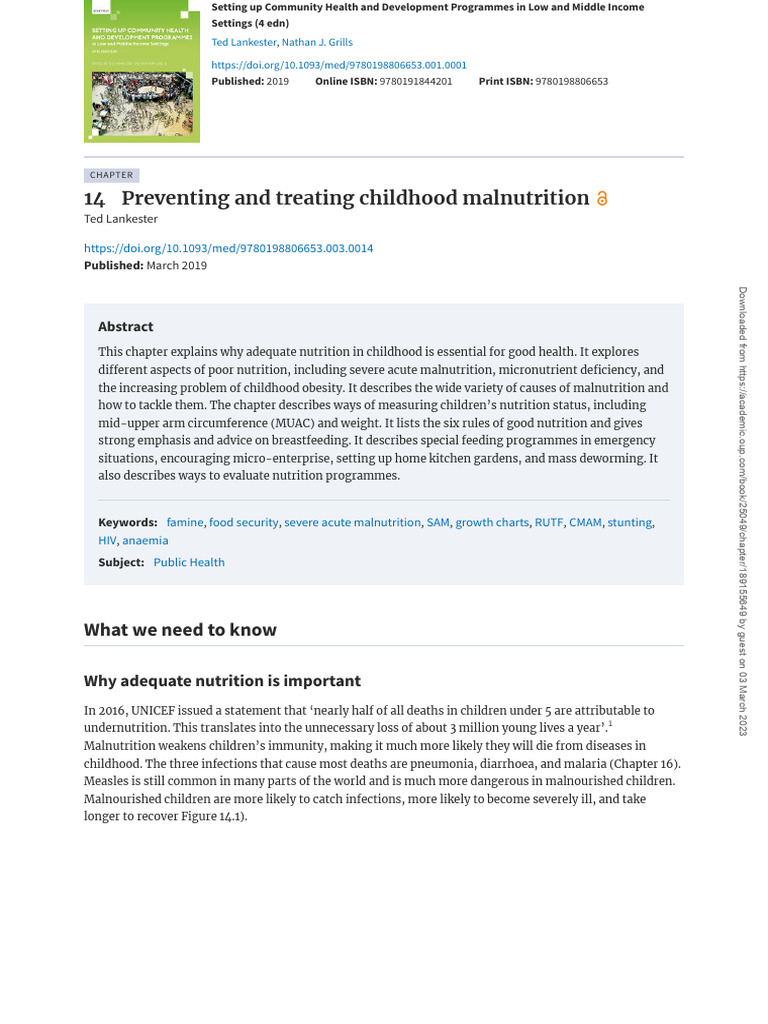 Preventing Childhood Malnutrition | PDF | Malnutrition | Causes Of Death