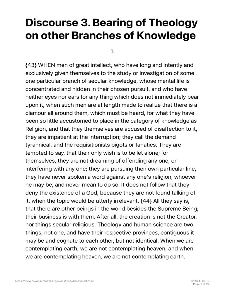 Theology's Impact on Knowledge Branches | PDF | Science | Knowledge