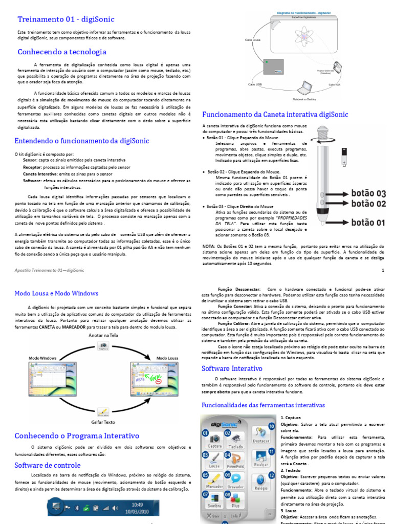 Lousa Digital digiSonic: Funcionamento e Uso | PDF | Hardware de ...