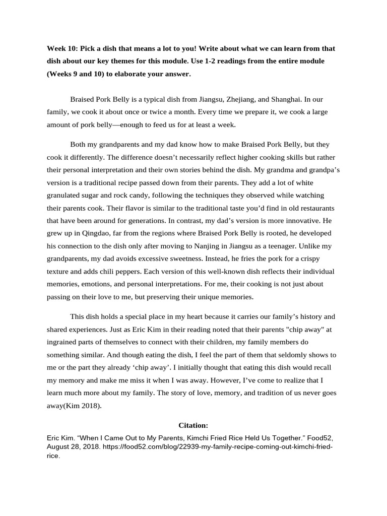 (Xie) Response 3 | PDF | Cooking | Pork