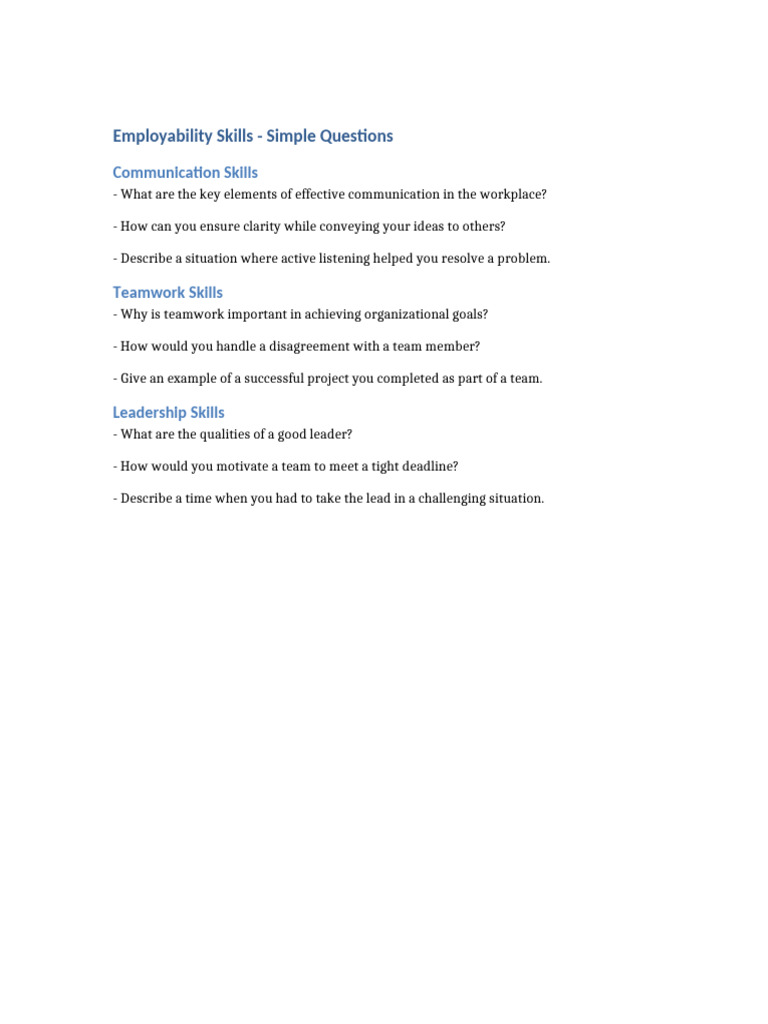 Employability Skills Q&A Guide | PDF