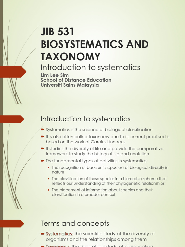 JIB531 - 01 - Introduction To Systematics 20221102 | PDF | Taxonomy ...