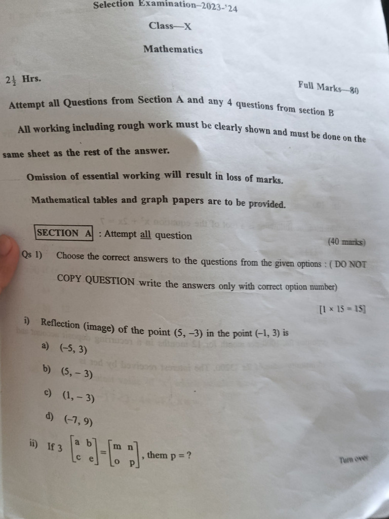 Science Maths Selection Paper (2023-24) | PDF