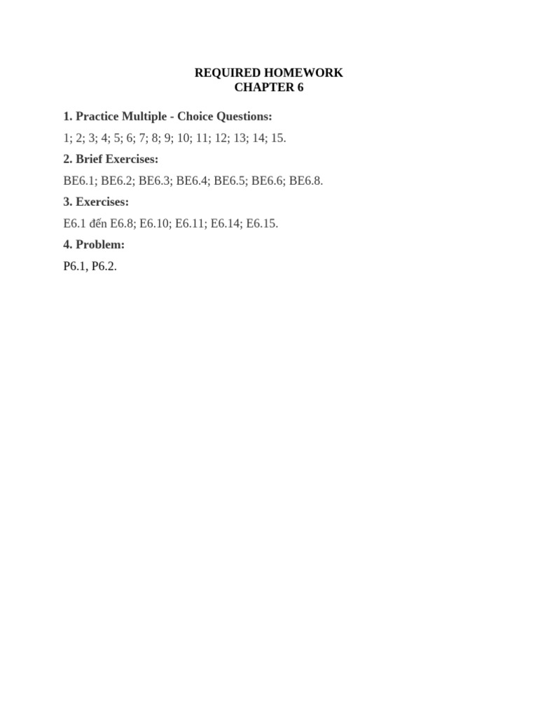 Chapter 6 Homework Assignments | PDF