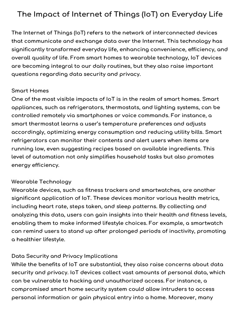 Tech - R004 - The Impact of Internet of Things (IoT) On Everyday Life ...