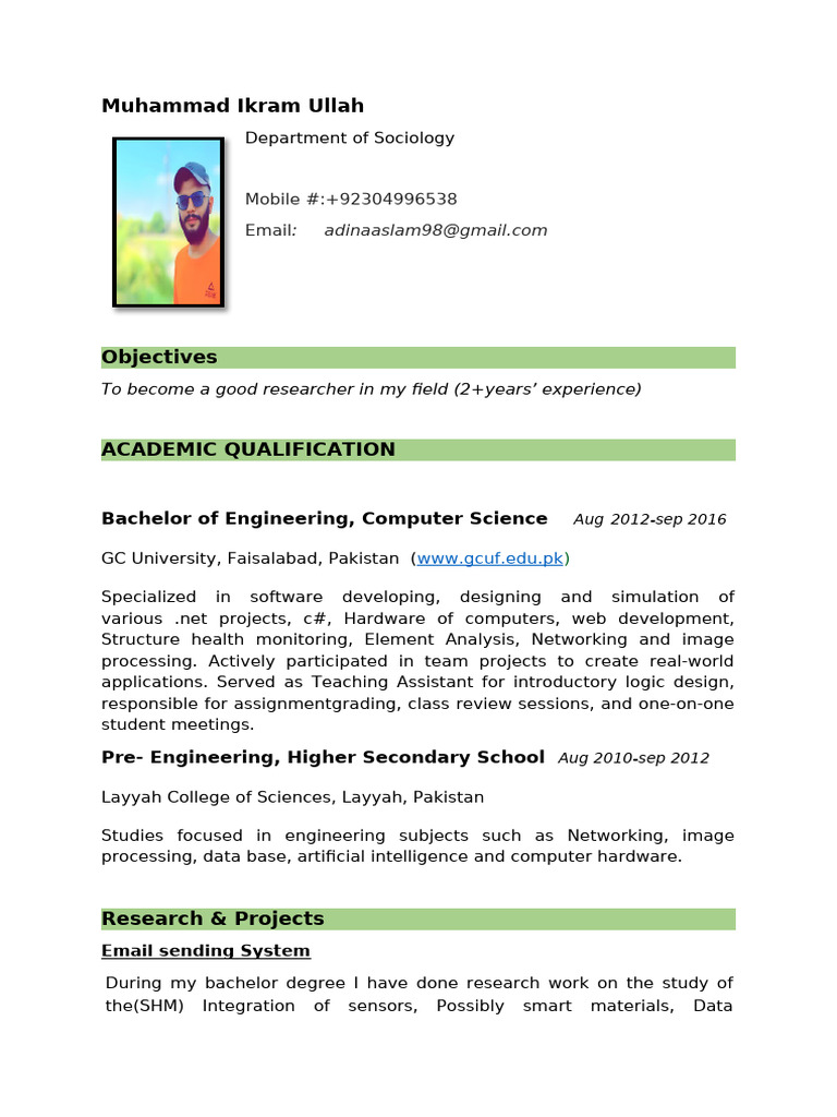 CV Template For Website | PDF | Computer Science | Computing