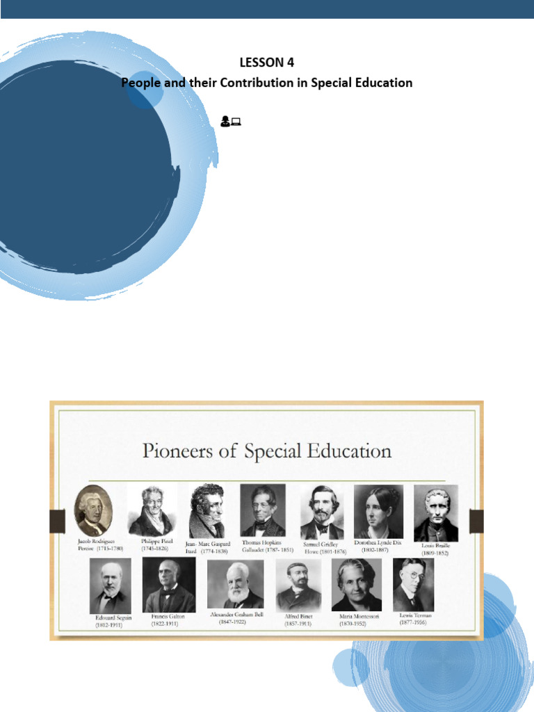 Pioneers in Special Education History | PDF | Special Education ...