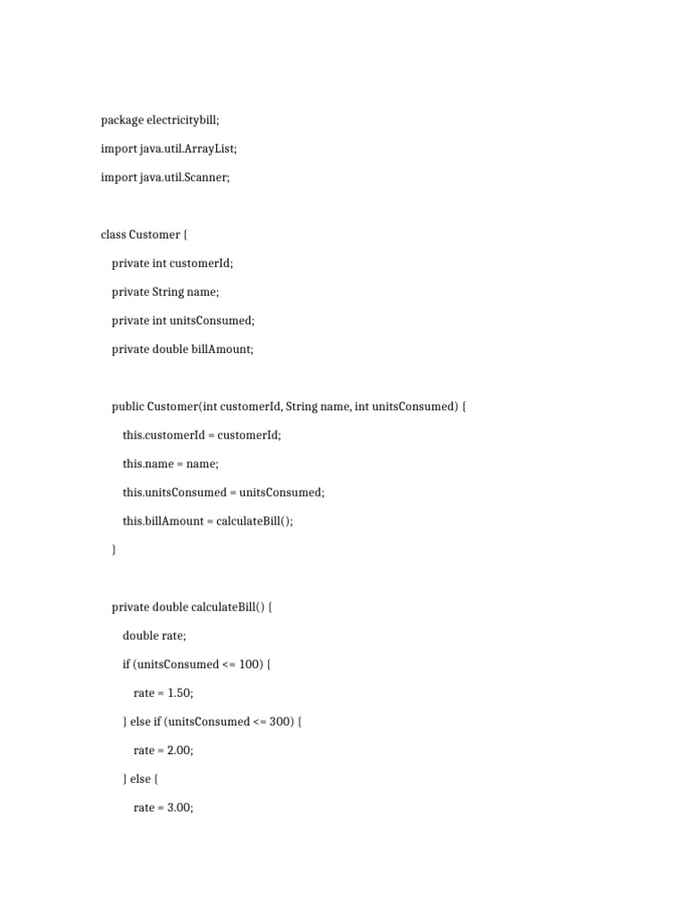 Electricity Bill Generation System | PDF | Computer Science | Computer ...