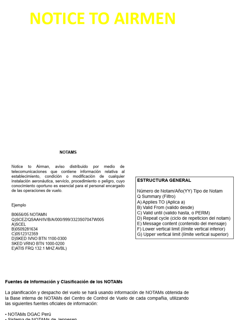 Definición y Ejemplo de NOTAMs | PDF | Seguridad de la aviación | Aviación