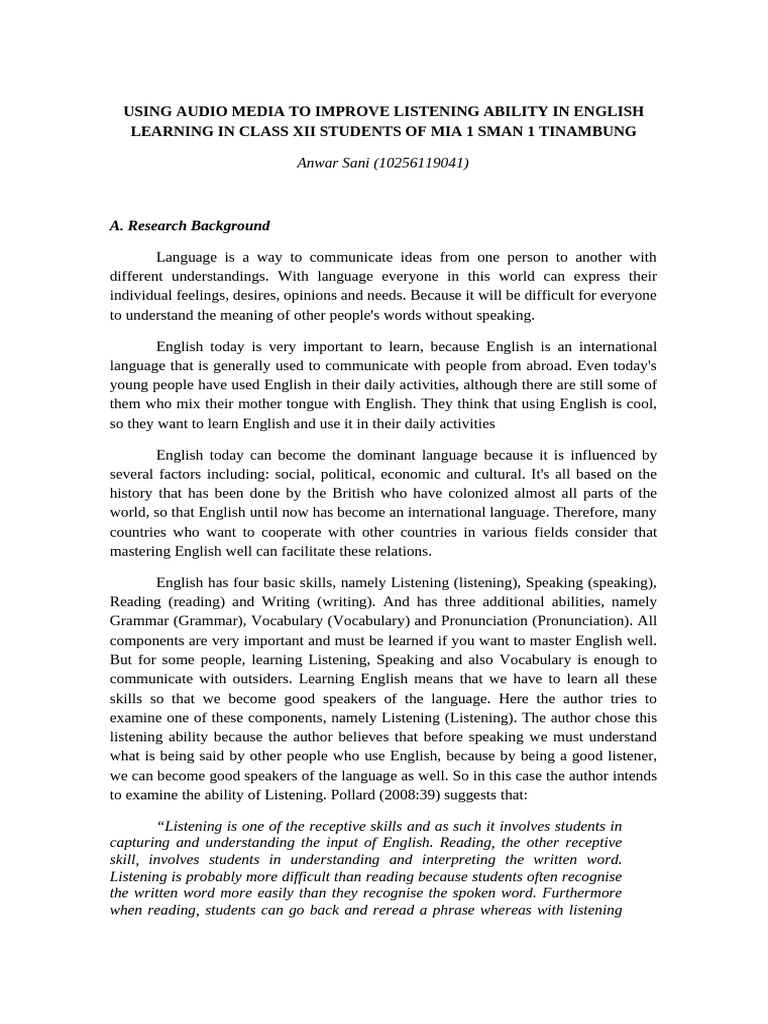 (Anwar) Using Audio Media To Improve Listening Ability in Englis ...